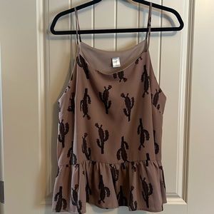 Spaghetti Strap Cactus Print Top